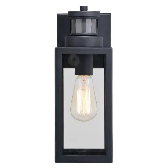 VAXCEL Lombard 4.75-in. 1 Light Black Motion Sensor Dusk to Dawn Outdoor Wall Lantern Clear Glass image {10}