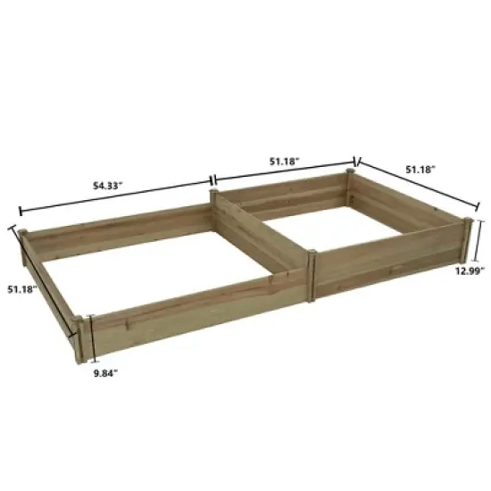 LuxenHome All Wood Two Sections Outdoor Raised Garden Bed Brown image {3}