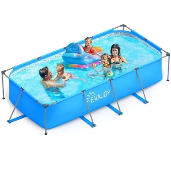 Evajoy EJ-HF047 Rectangular Metal Framed Swimming Pool Set 13ft x 7ft x 32in image {4}