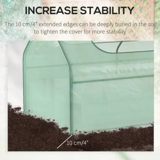 Outsunny Raised Garden Bed with Mini Greenhouse, Steel Outdoor Planter Box with Plastic Cover, Roll Up Window, Dual Use, 73" x 38" x 36" image {5}