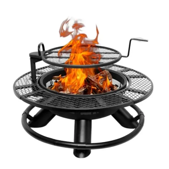 Bestier Fire Pit with Grills Grate, 47" Outdoor Firepit for Outside Wood Burning image {9}