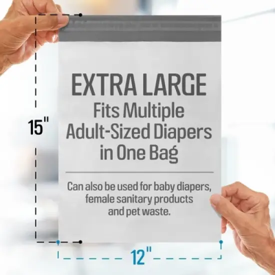 Impresa Extra Large Adult Diaper Disposal Bags - 75 Pack - FSA / HSA Eligible - Extra Thick (12 x 15 In) image {4}