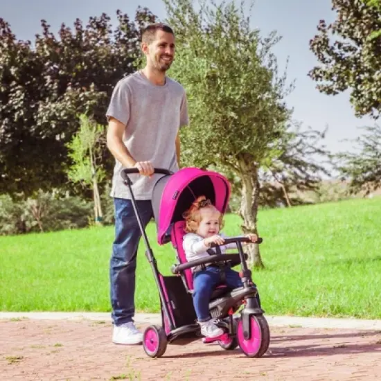 smarTrike STR3 Folding Toddler Tricycle with Stroller Certification 6-in-1 Multi-Stage Trike - Pink - 1-3 Years image {5}
