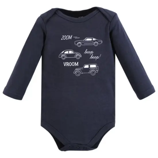 Hudson Baby Infant Boy Cotton Long-Sleeve Bodysuits, Cars 5-Pack image {5}