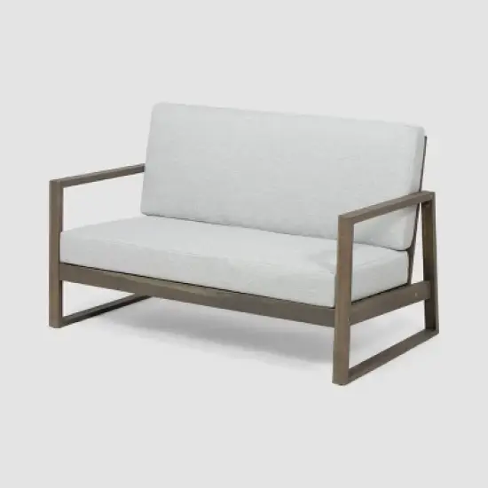 Belgian 2pc Acacia Wood Chat Set - Gray/Light Gray - Christopher Knight Home image {2}