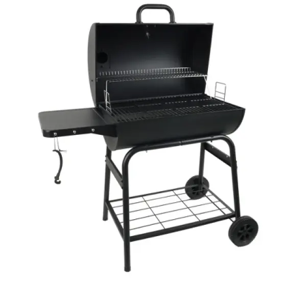 Grill Boss 30 Inch Barrel Charcoal Grill with Adjustable Grate, Large Cooking Area, Built In Temperature Gauge, and Durable Cast Iron Grates, Black image {6}
