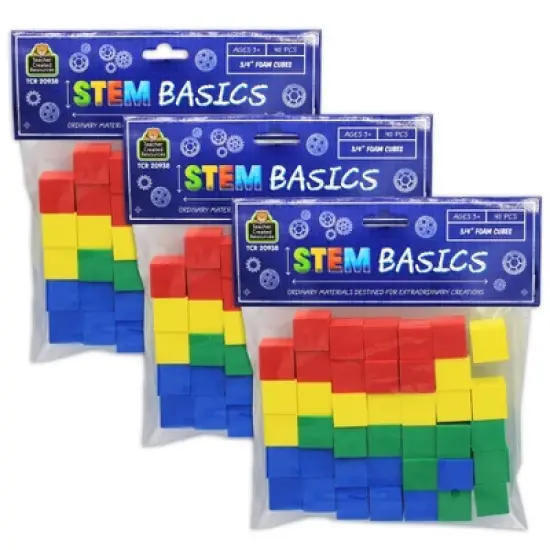 Teacher Created Resources&reg; STEM Basics: Multicolor 3/4" Foam Cubes, 40 Per Pack, 3 Packs image {3}
