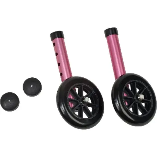 MABIS Walker Wheels with Glide Caps, Pink, One Pair image {2}