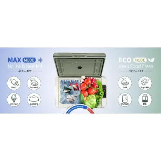 12 Volt Car Refrigerator, Electric Cooler Portable fridge WIFI APP Control, 32Quart(30L) -4℉-68℉, 12/24V DC100-240 Volt AC,Multi-ways to power image {8}