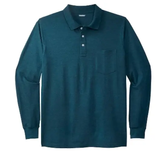 KingSize Men's Big & Tall Long-Sleeve Shrink-Less&trade; Piqu&eacute; Polo image {9}
