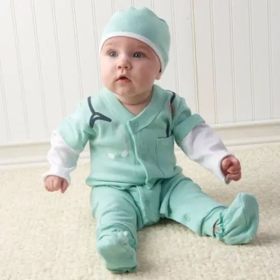 Baby Aspen "Big Dreamzzz" Baby M.D. Three-Piece Layette Set in "Doctor's Bag" Gift Box | BA16010GN image {2}