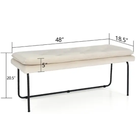 Nano 48" Upholstered Modern Double Layered Cushion Bedroom Bench - The Pop Maison image {3}