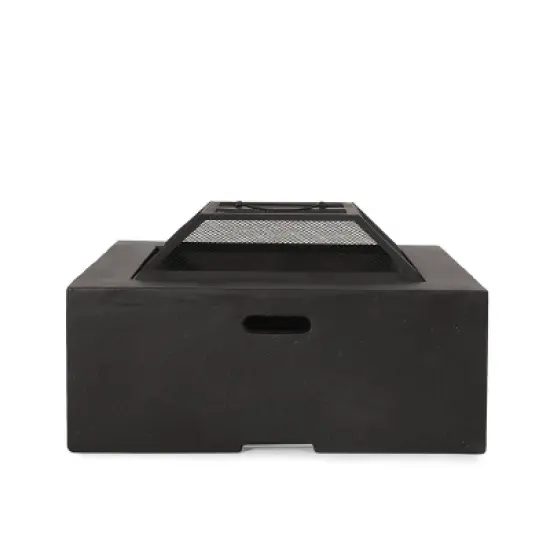 Berwick Outdoor Light Weight Concrete Wood Burning Square Fire Pit Dark Gray - Christopher Knight Home image {8}