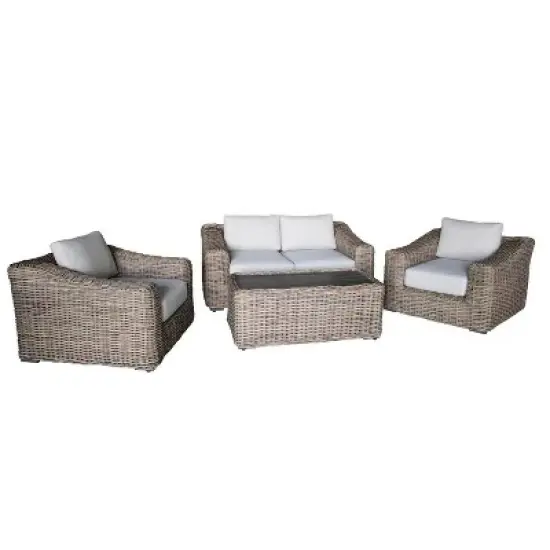 Kinger Home Hawaii 4-Piece Wicker Patio Furniture Set, Outdoor Conversation Patio Set with Deep Seating image {7}