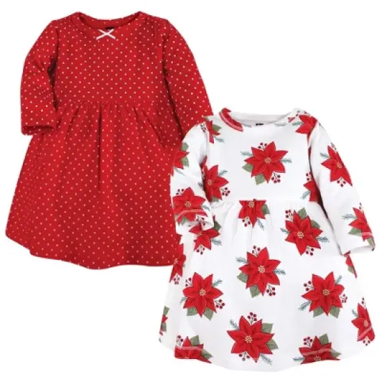Hudson Baby Infant and Toddler Girl Cotton Dresses, Poinsettia Dot image {16}