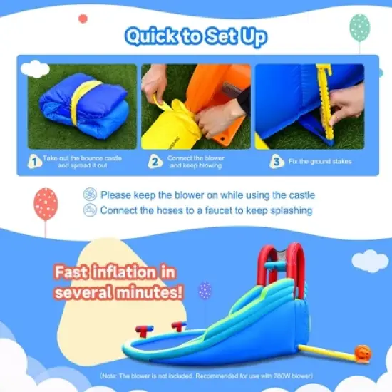 Costway Inflatable Waterslide Wet & Dry Bounce House w/Upgraded Handrail Blower Excluded image {6}