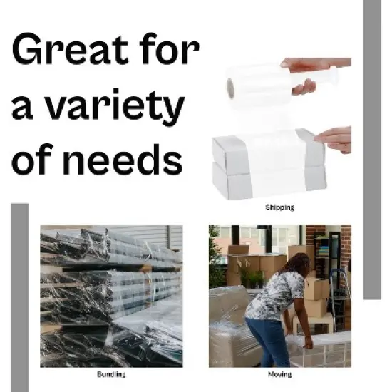 PSBM 18 Rolls White 3" x 1000 Ft x 80 Ga Pallet Wrap Stretch Film with Free Dispenser image {4}