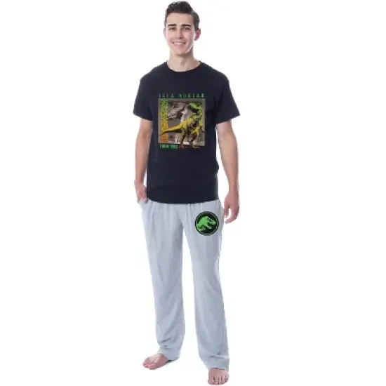 Jurassic Park Mens' Isla Nublar Dinosaur Film Movie Sleep Pajama Set Multicolored image {4}