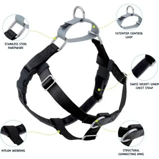 2 Hounds Design Freedom No Pull Dog Harness X-Small Black image {1}
