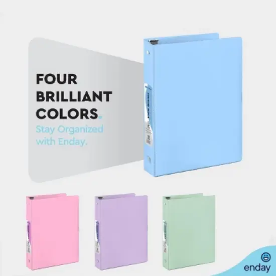 Enday 3 Ring Binder, Round Ring Pastel With Clear View Cover for Letter Size 8.5 x 11'' Paper & 2 Inside Pockets, 4 Pack image {3}