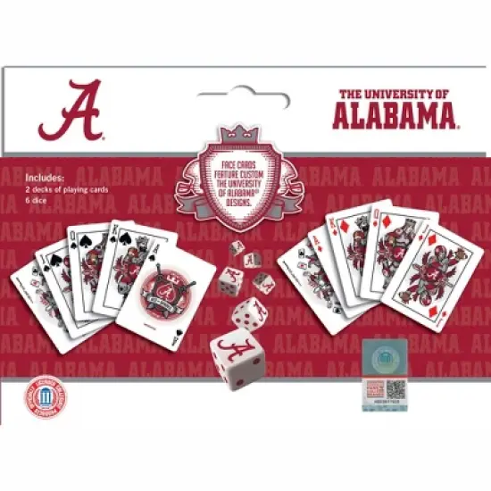MasterPieces Officially Licensed NCAA Alabama Crimson Tide 2-Pack Playing cards & Dice set for Adults image {3}