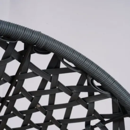 Indoor & Outdoor Hanging Wicker Cat Bed with Stand and Cushion, Egg Chair Style Swing for Small Pets-The Pop Home image {6}