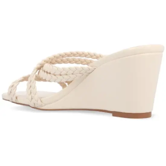Journee Collection Womens Baylen Braided Strap Slip On Wedge Sandals image {6}