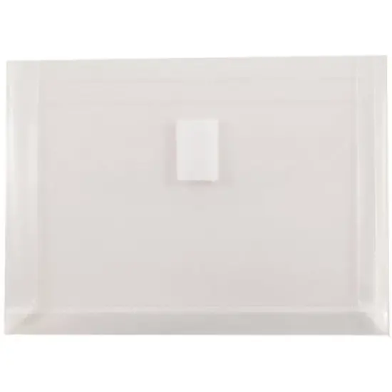 JAM Paper 5 1/2'' x 7 1/2'' 12pk Plastic Envelopes with Hook & Loop Closure, 1" Expansion, Index Booklet - Clear image {6}