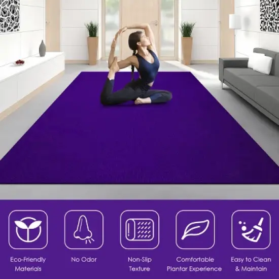 Large Yoga Mat 6' x 4' x 8 mm Thick Workout Mats for Home Gym Flooring Purple image {6}