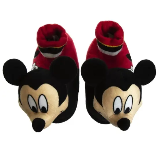 Disney Mickey Mouse 3D slippers - House Shoes Plush Lightweight Warm indoor Comfort Soft Aline - Red/Black 3D (size 5-12 Toddler - Little Kid) image {3}