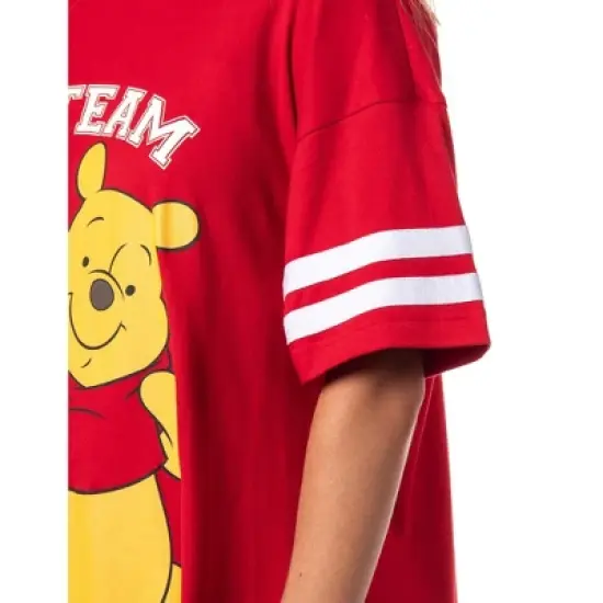 Winnie-the-Pooh Women's Go Team Shirt Pajama Dorm Sleep Shirt Nightgown Red image {3}
