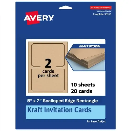Avery Kraft Brown Invitation Cards, 5" x 7" Rectangle Scalloped Edge image {8}