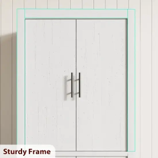 All-Wood Kitchen Pantry Cabinet with 4 Magnetic Doors, Farmhouse Style Freestanding Food Storage Cupboard, Adjustable Shelves, Large Capacity image {6}