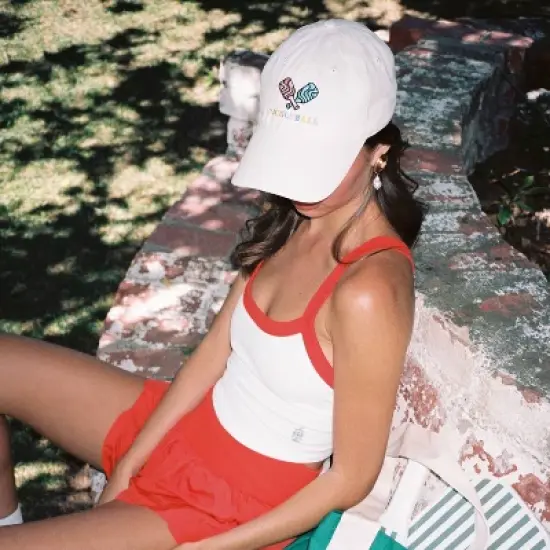 Pickleball Hat - Frasier Sterling Cream/Rainbow: Cotton Adjustable Baseball Cap image {3}