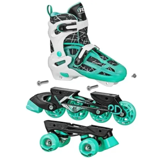 Roller Derby Mint Prodigy Kids' Adjustable Inline-Quad Combo Skates - White/Mint Green image {3}