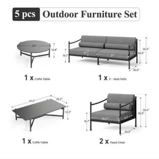 Captiva Designs Outdoor Patio Oversized Premium Conversation Sofa Set with Extra Thick Cushion and Coffee Table image {1}