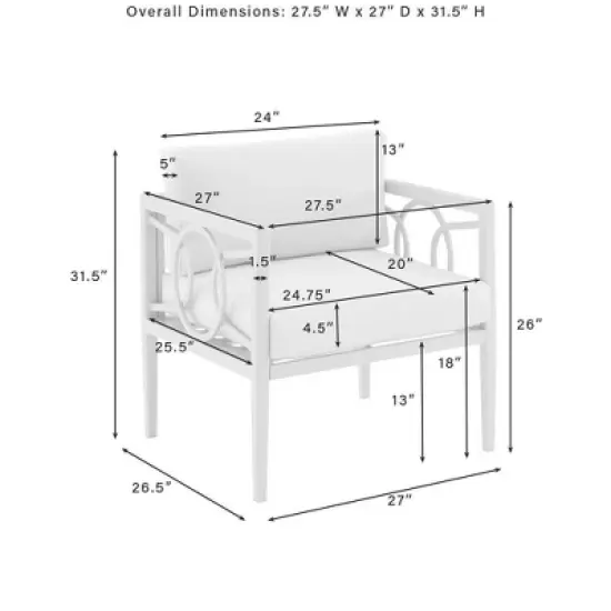 Ashford 4pc Outdoor Metal Conversation Set - Cream - Crosley image {13}
