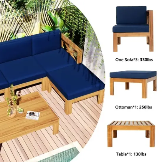 Mshliw 5-Piece Outdoor Sectional Sofa Set with Cushions, and Tea Table &ndash; Stylish Patio Seating for Garden, Deck, or Balcony image {4}
