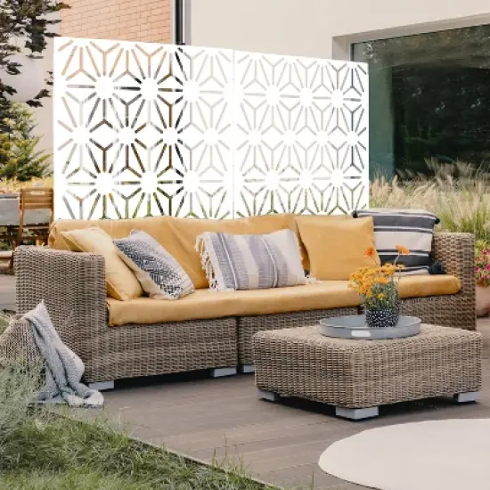 CAVINAS Patio Privacy Screen Modern Metal Fence Panels with Geometric Pattern for Garden Decor and Outdoor Decor, 76" H&times;48" W image {2}