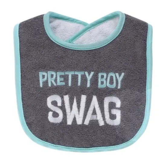 Hudson Baby Infant Boy Cotton Terry Drooler Bibs with Fiber Filling 4pk, Pretty Boy Swag, One Size image {4}
