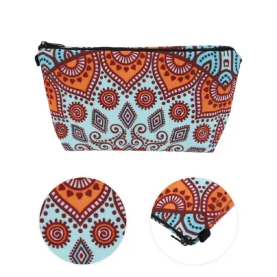 Unique Bargains Flower Printed Makeup Bag Green 1 Pc image {2}