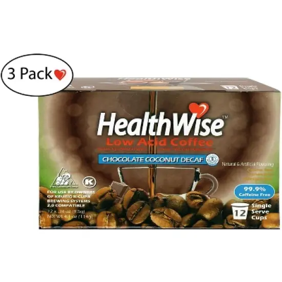 HealthWise Decaf Low Acid Chocolate Coconut Keurig K-Cup Coffee Pods image {2}