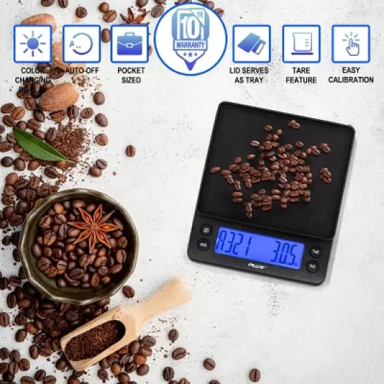 American Weigh Scales Barista Series Kitchen Coffee Weight Scale Digital Bright Back-lit LCD display 6.6lb Capacity image {3}