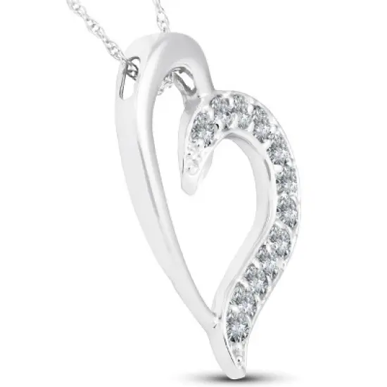 Pompeii3 1/2ct Diamond Heart Pendant 10K White Gold image {1}