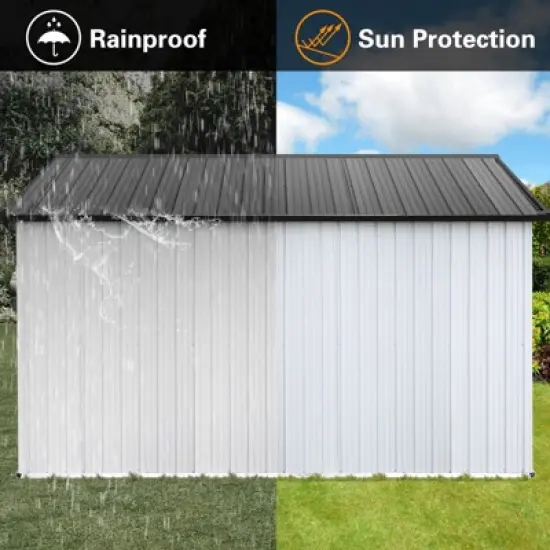 Metal garden sheds 12ftx10ft outdoor storage sheds white+Grey image {2}