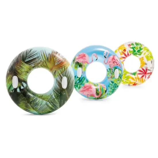Intex 58263EP Groovy Color Inflatable Tropical Flower Transparent Tube Raft image {3}