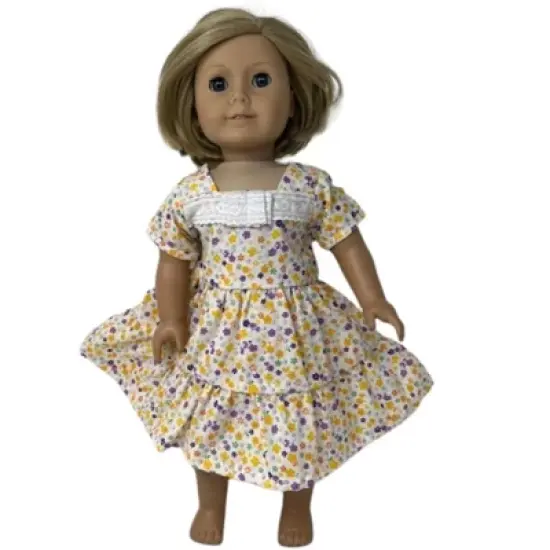 Doll Clothes Superstore Yellow Purple Flower Size 14 Matching Girl And Doll Dresses image {2}