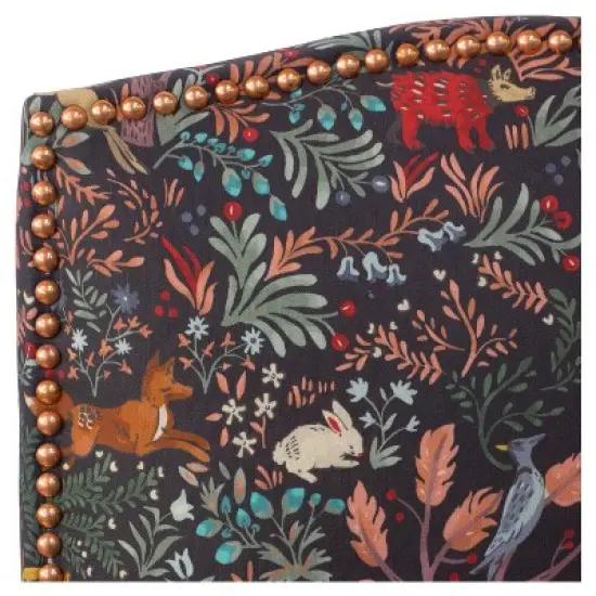 Ayala Nail Button Patterned Dining Chair Frolic Navy - Skyline Furniture image {4}