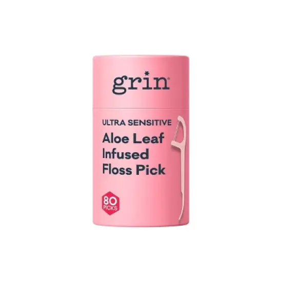 Grin Ultra Sensitive Floss Picks Canister - Aloe Leaf/Natural Mint - 80ct image {6}
