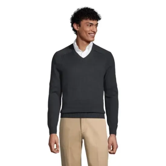 School Uniform Young Men's Cotton Modal V-neck Sweater image {1}